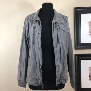 Quicksilver Gray Zip Up Bomber Jacket with Buttons